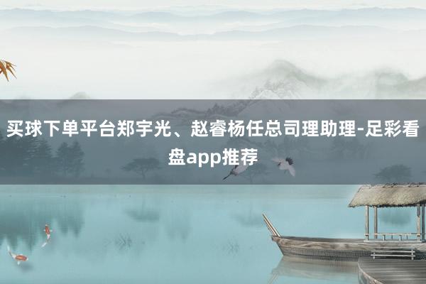 买球下单平台郑宇光、赵睿杨任总司理助理-足彩看盘app推荐