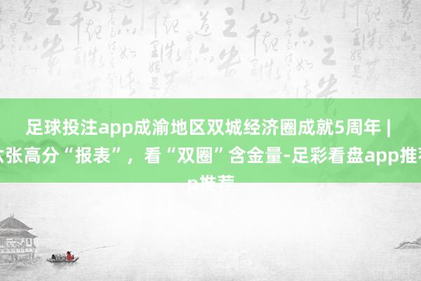 足球投注app成渝地区双城经济圈成就5周年 | 六张高分“报表”，看“双圈”含金量-足彩看盘app推荐