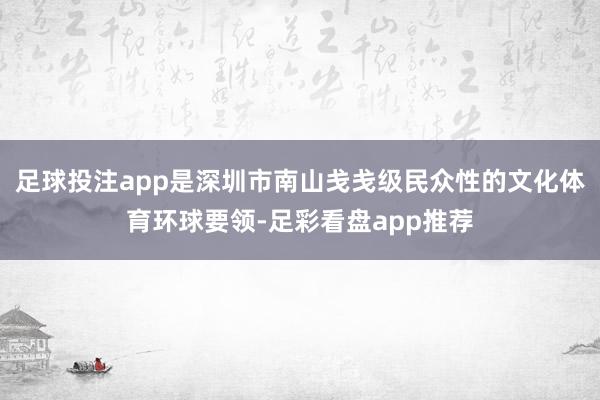 足球投注app是深圳市南山戋戋级民众性的文化体育环球要领-足彩看盘app推荐