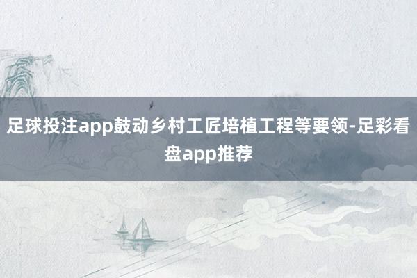 足球投注app鼓动乡村工匠培植工程等要领-足彩看盘app推荐