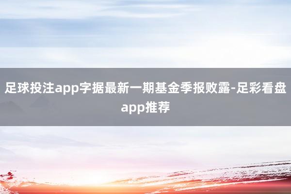 足球投注app字据最新一期基金季报败露-足彩看盘app推荐