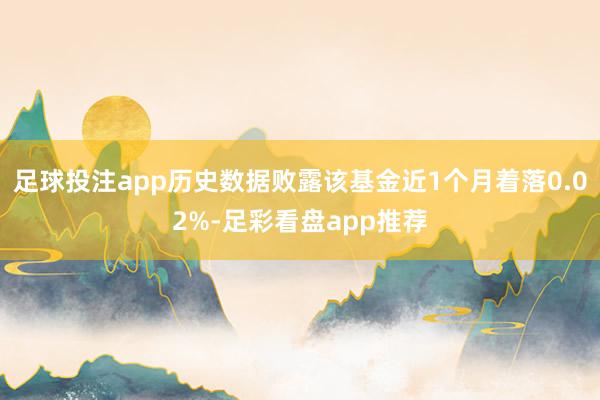 足球投注app历史数据败露该基金近1个月着落0.02%-足彩看盘app推荐