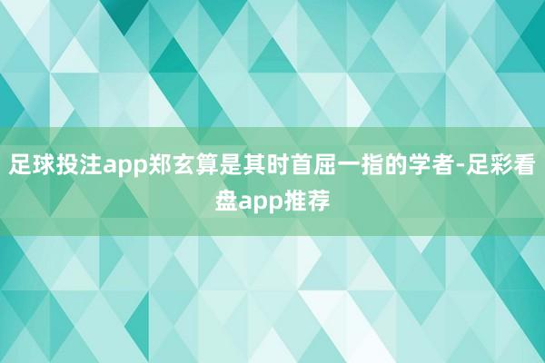 足球投注app郑玄算是其时首屈一指的学者-足彩看盘app推荐