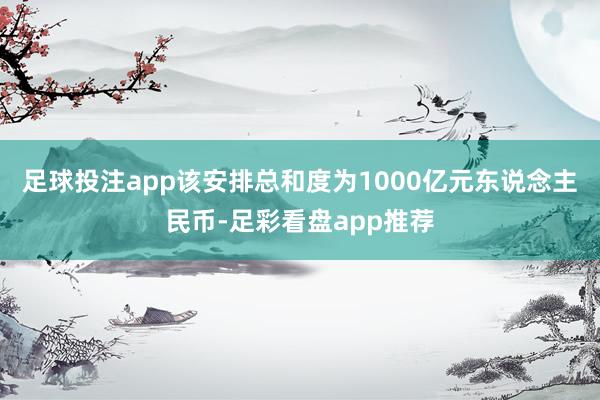 足球投注app该安排总和度为1000亿元东说念主民币-足彩看盘app推荐