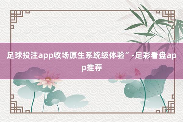 足球投注app收场原生系统级体验”-足彩看盘app推荐