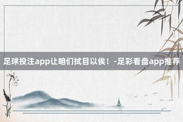 足球投注app让咱们拭目以俟！-足彩看盘app推荐