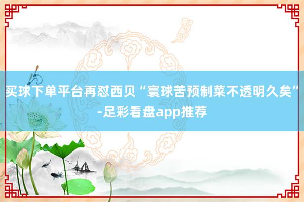 买球下单平台再怼西贝“寰球苦预制菜不透明久矣”-足彩看盘app推荐