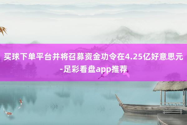 买球下单平台并将召募资金功令在4.25亿好意思元-足彩看盘app推荐