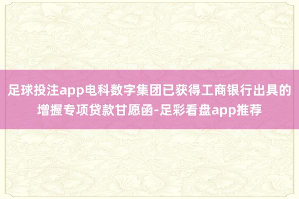 足球投注app电科数字集团已获得工商银行出具的增握专项贷款甘愿函-足彩看盘app推荐